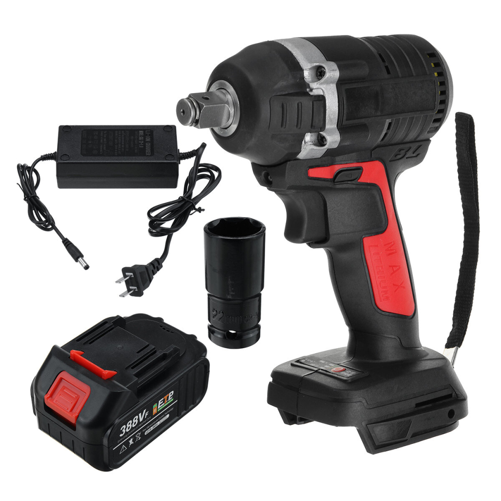 388V 630Nm Brushless Cordless Electric Impact Wrench Rattle Nut Guns W/ Battery 6901250189993