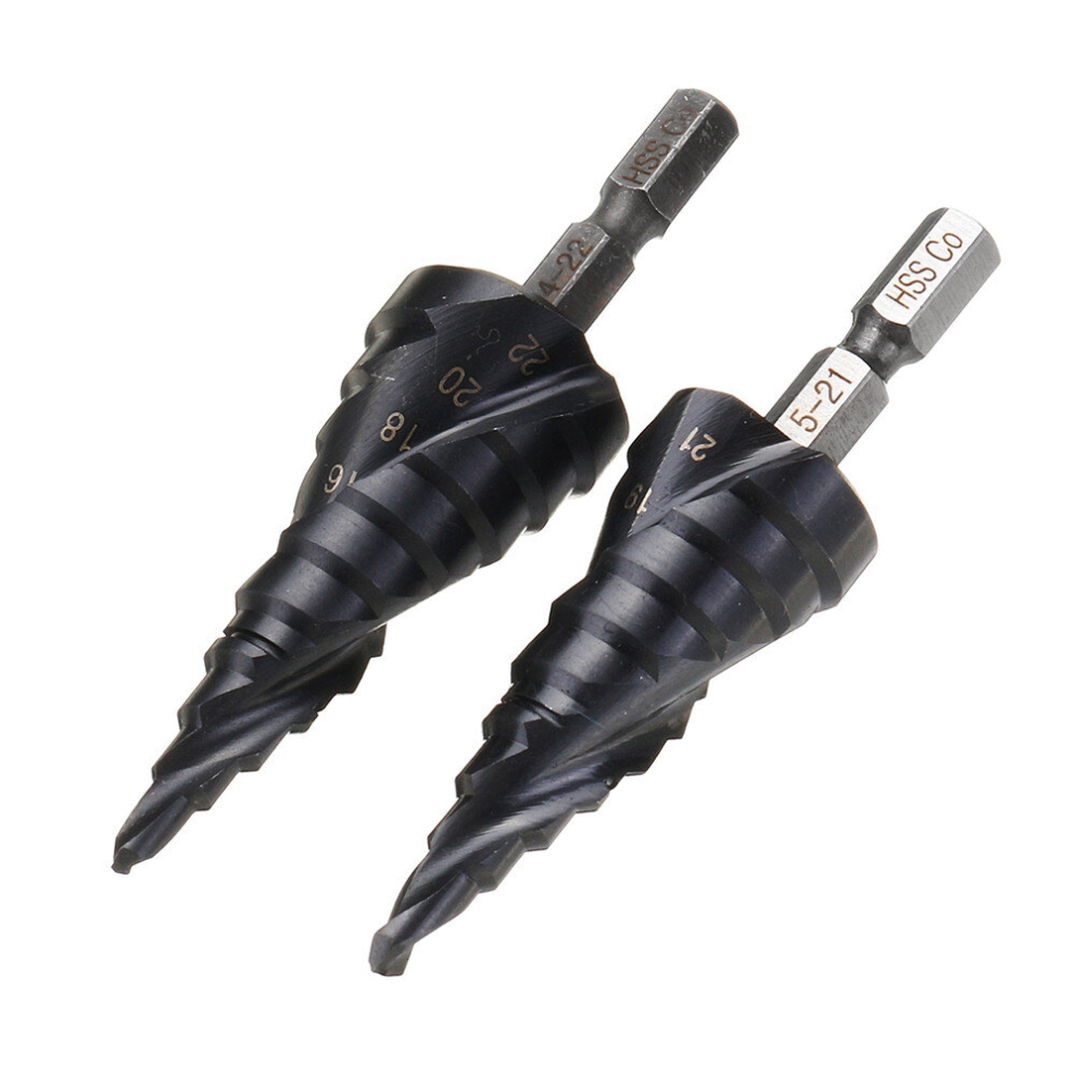 Drillpro Hrc89 M35 Cobalt Step Drill Bit 4-22Mm/5-21Mm Tialn Coated Step Drill 1/4 Inch Hex Shank 6900359453714