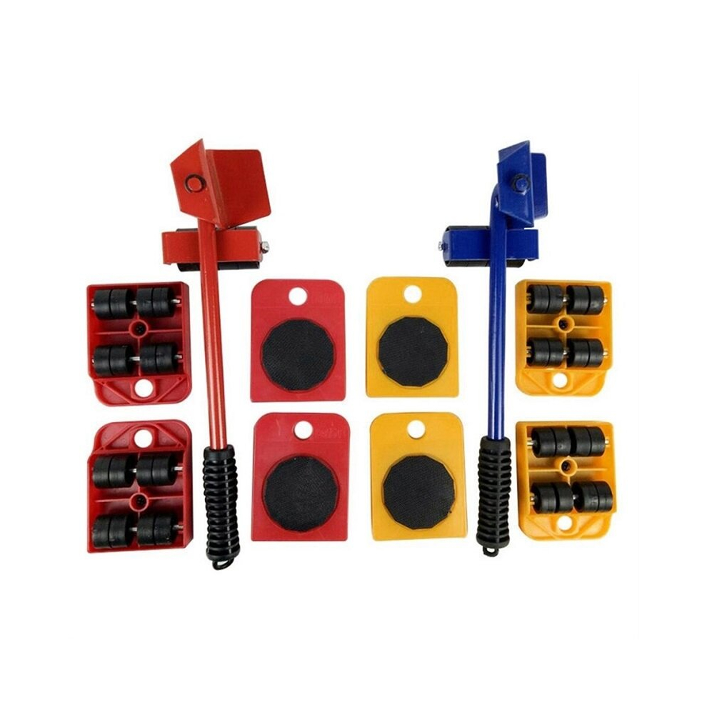 5Pcs Furniture Mover Tool Set Furniture Transport Lifter Heavy Stuffs Moving Tool Wheeled Mover Roller Bar Hand Tools Set 8428611353070