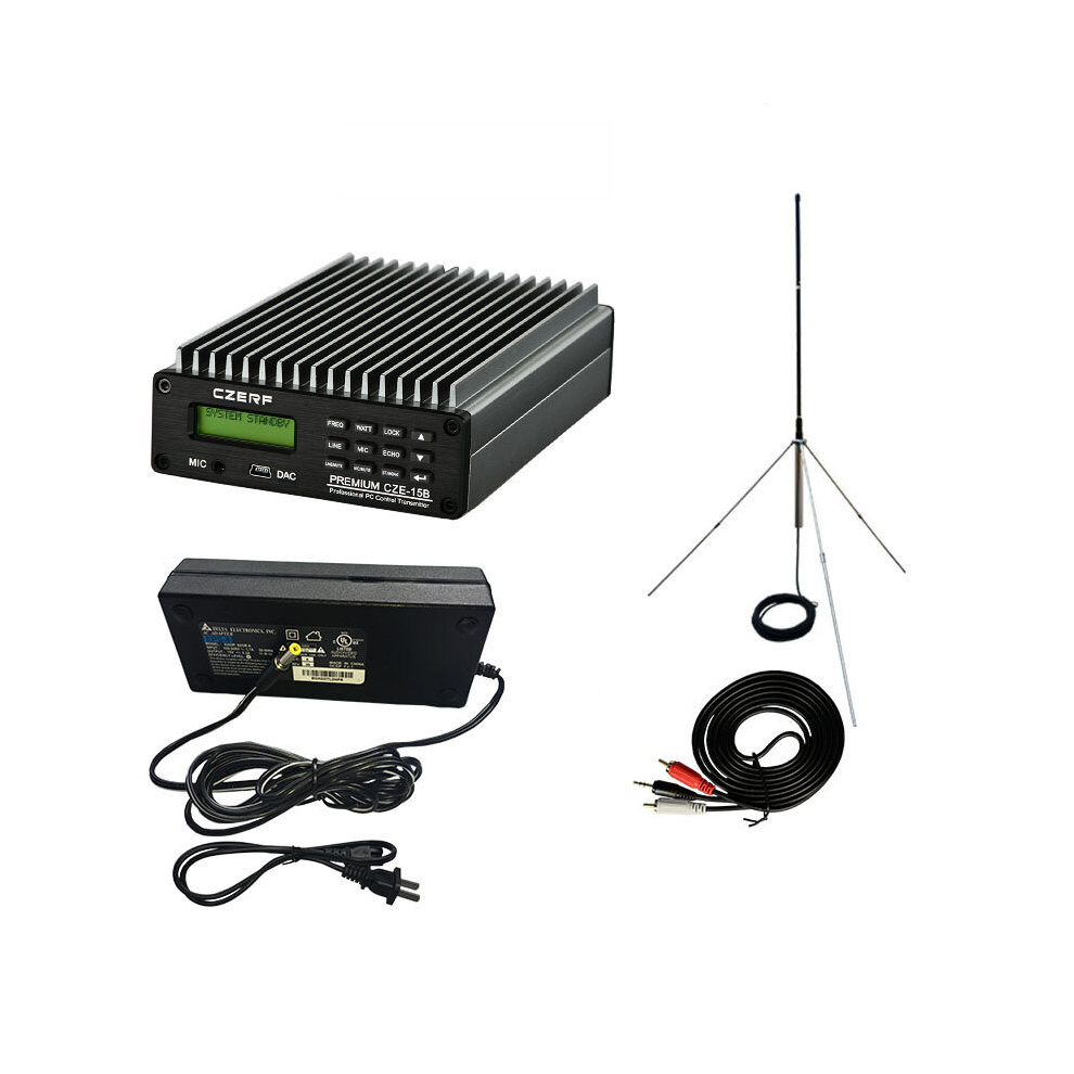 Czerf Stereo Pll Fm Transmitter Cze-15B 0.3-15W Wireless Broadcast Radio Station Adjustable 87-108Mhz Pc Control Backlight Amp 6900066822124