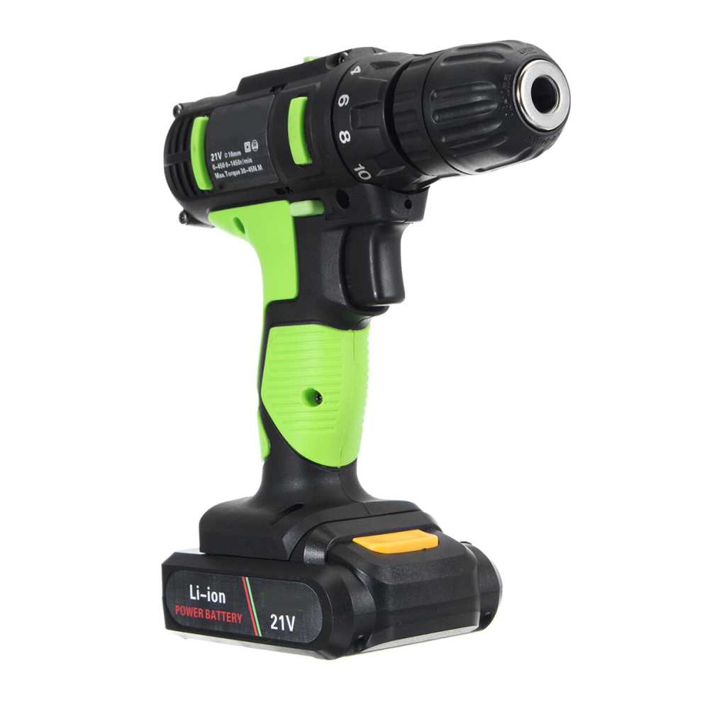 21V Li-Ion Electric Screwdriver Rechargeable Power Drill With Two Batteries One Charger 30-45Nm 791177554853