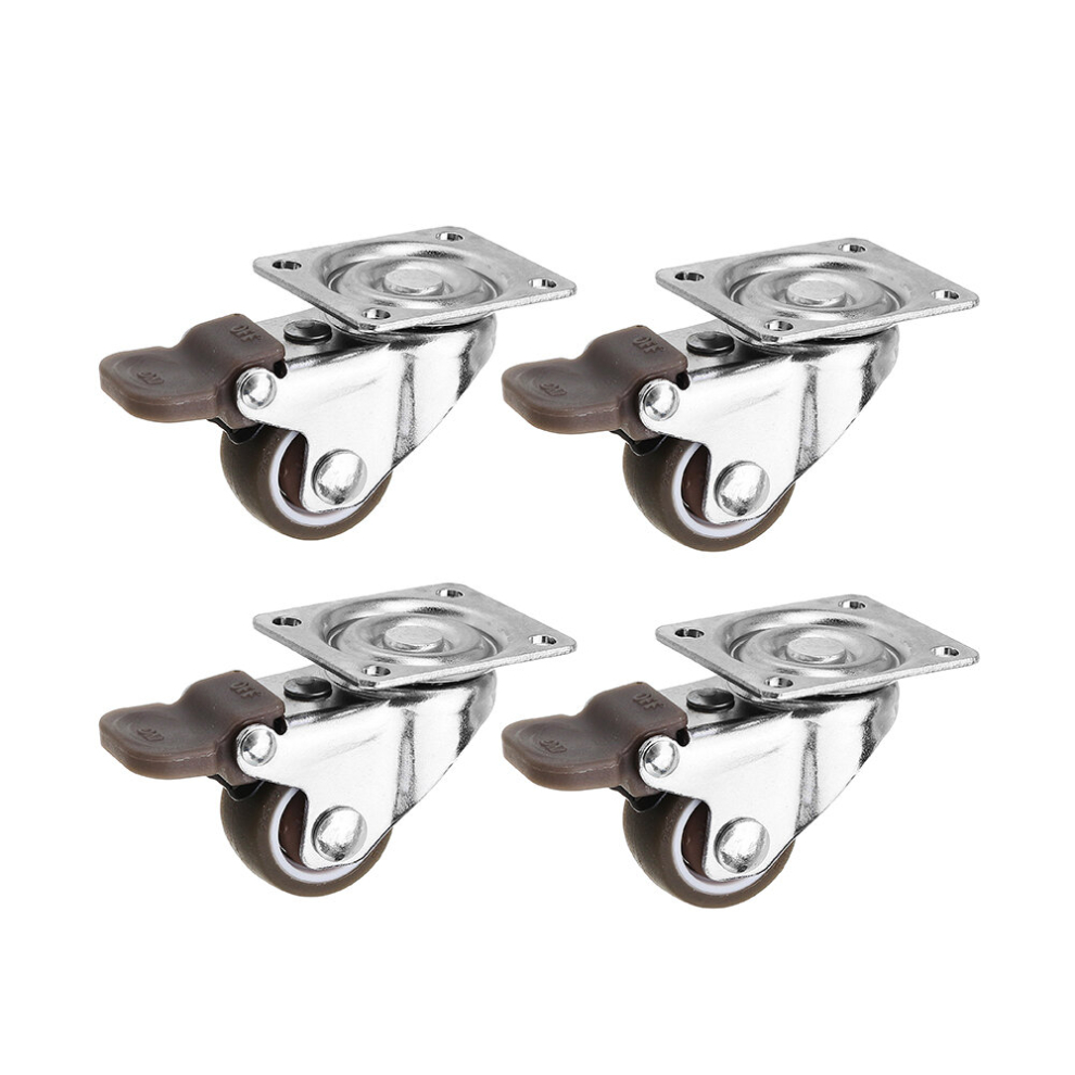 Machifit 4Pcs 1 Inch Tpe Mute Lightweight Universal Wheels With Brake Caster For Furniture 4764268402865
