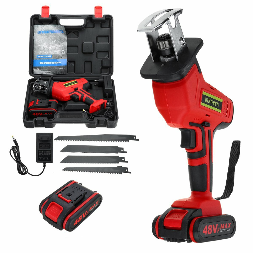Violeworks 48Vf Electric Cordless Reciprocating Saw Chainsaw + 4 Saw Blades Metal Cutting Woodworking Tools Set 6900083831062