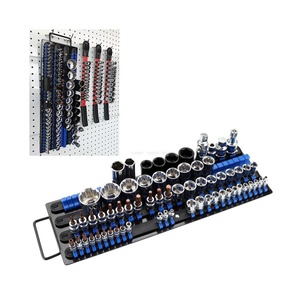 Industrial Socket Wrench Storage Rack Iron Rail Rack Holder Drive Tool Organizer Sliding 1/4Inch 3/8Inch 1/2Inch Finishing Tool Holder 6901250534137