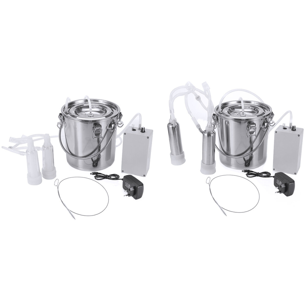 5L Electric Barrel Milking Machine Farm Cow Goat Milker Impulse Type Vacuum Pump Tools