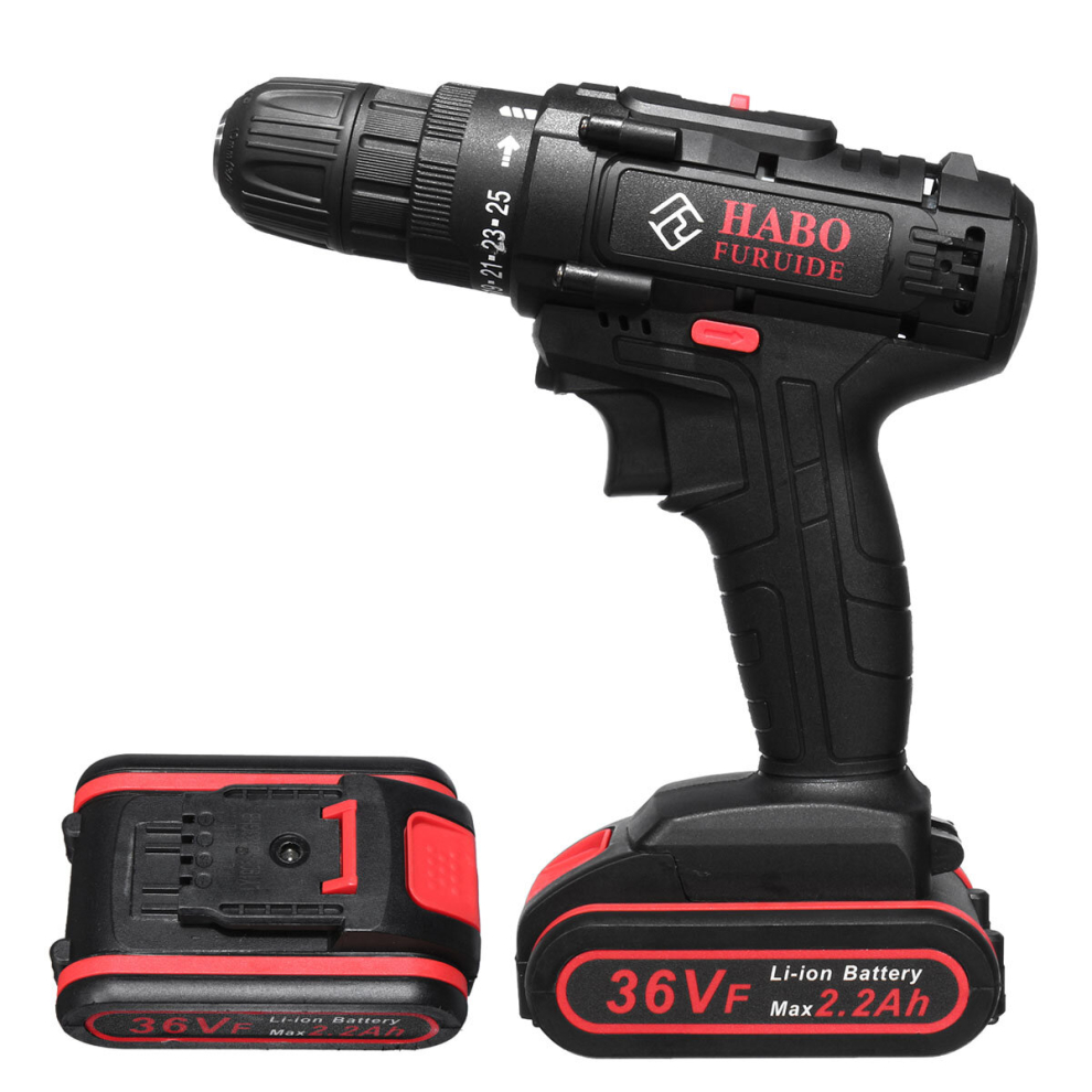 36V Electric Cordless Drill Screwdriver Dual Speed 25 Torque Led With Li-Ion Battery 6900048347294