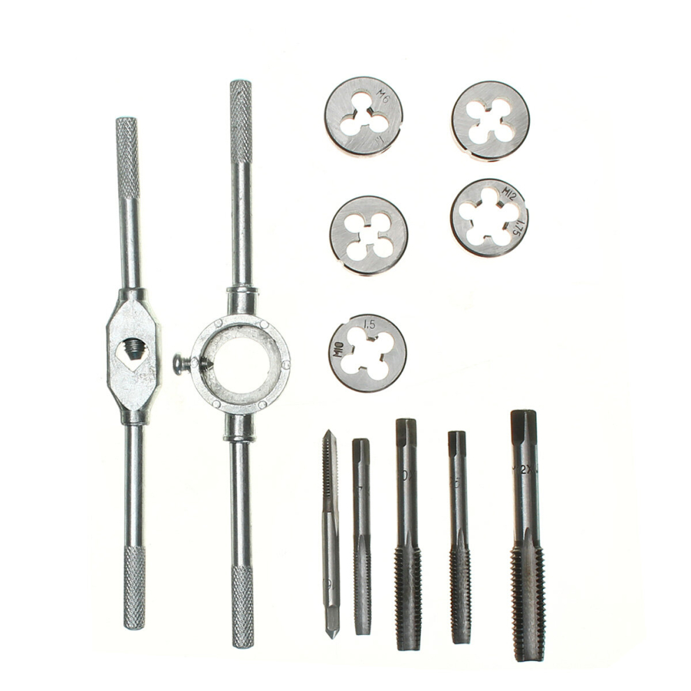 Drillpro 12Pcs Adjustable Tap Wrench Die Holder With Metric Screw Tap And Die Set 8310054273780