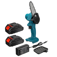550W 48VF 4'' Mini Cordless One-Hand Electric Chain Saw Woodworking Wood Cutter W/ 2pcs Battery