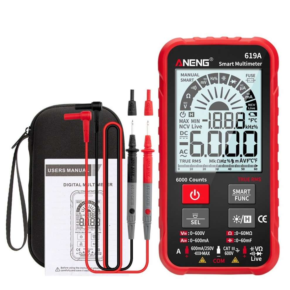 Aneng 619A Digital Multimeter Ac/Dc Currents Voltage Testers True Rms 6000 Counts Professional Analog Bar Multimetro Ncv Meter 6900075501614