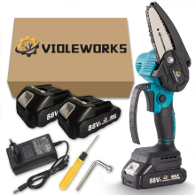 VIOLEWORKS 4 Inch 88VF Cordless Electric Chain Saw One-Hand Saw Woodworking Tool W/ None/1pc/2pcs Display Battery For Makitabattery