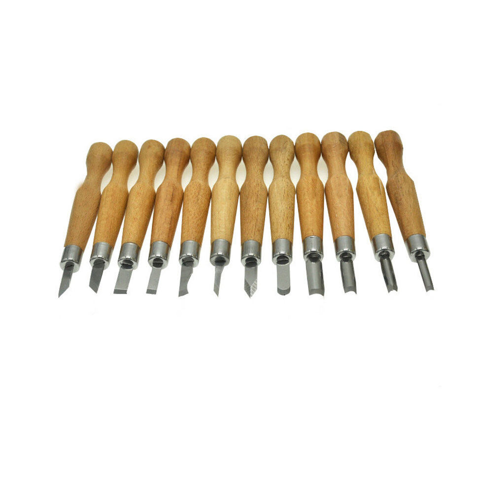 12Pcs/Set Wood Carving Chisel Tools Set Woodcut Woodworking Arts Craft Kit