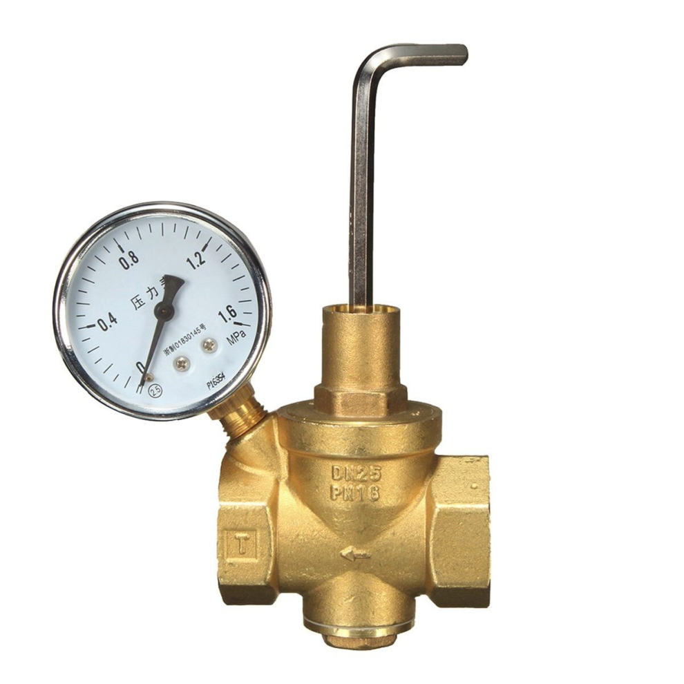 Dn25 Brass Water Pressure Reducing Valve+Gauge Pressure Gauge Water Flow 167942512418
