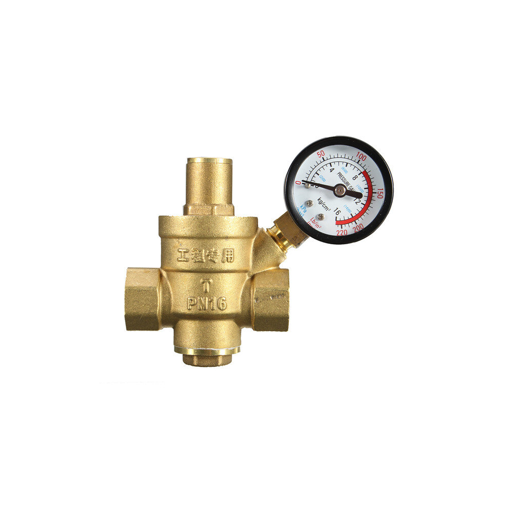 Dn15 1/2' Inch Brass Water Pressure Reducing Regulator Reducer & Gauge Adjustable 600182737260