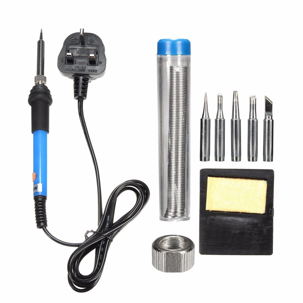 60W 220V Adjustable Temp Soldering Solder Iron Kit Wire Tips Stand Welding Tool 728623100739