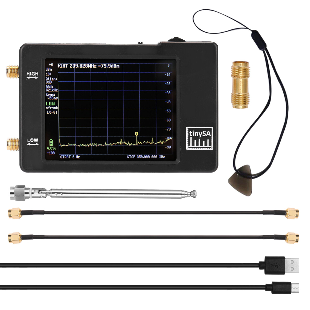 Tinysa 100Khz-350Mhz 2.8 Inch Handheld Two Inputs Tiny Spectrum Analyzer Touch Screen Spectrum Analyzer 100 Khz-350Mhz Input Frequency 791377387602