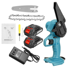 Drillpro 4 Inch Electric Chainsaws Rechargeable Portable Chain Saw Woodworking Tool Wood Cutter W/ 1/2 Battery