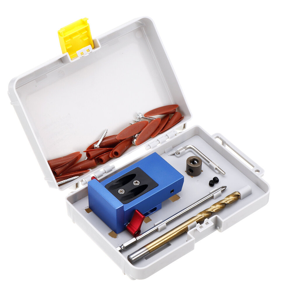Drillpro Xk-1 Pocket Hole Jig Step Drill Bit Kit Woodworking Oblique Drill Guide Set 6906136865596