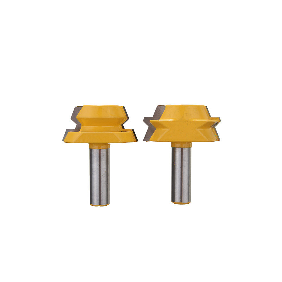 2Pcs 1/2 Inch Shank 22.5 Degree Lock Miter Router Bits Set Lock Miter Woodworking Cutters 725987028334