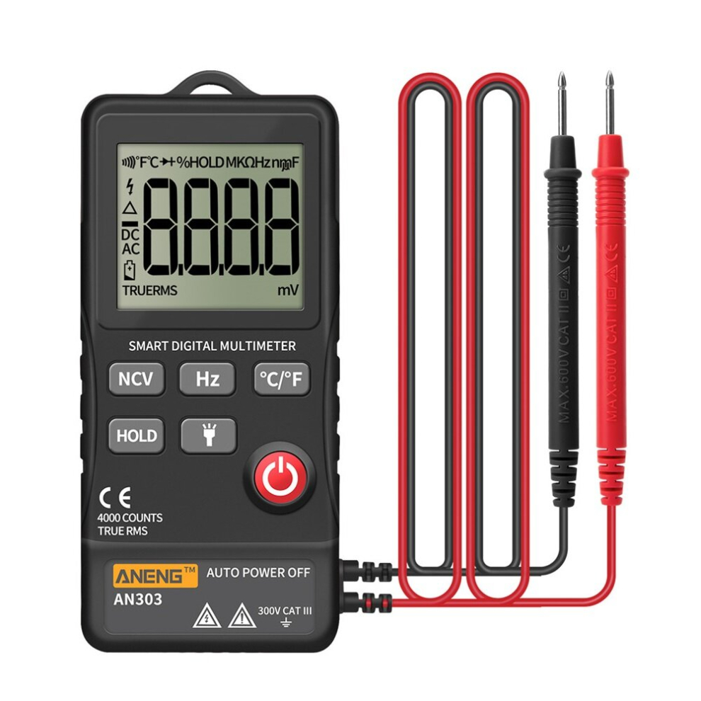 Aneng An303 Mini True Rms Digital Multimeter 4000 Display Dc/Ac Voltmeter Tester Capacitance Ncv Ohm Resistance Hz Test Car 6900075370913