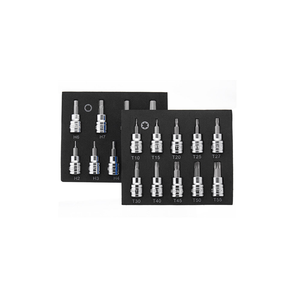 3/8 Inch Drive Socket 10Pcs T10-T55 Torx Socket 9Pcs H2-H10 Socket Bit Set 6900301786013