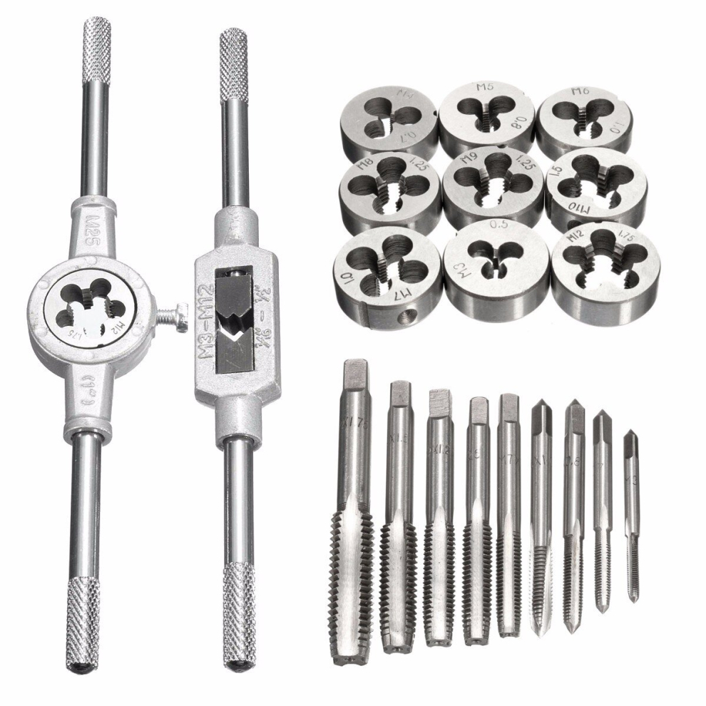 20Pcs M3-M12 Metric Tap Wrench And Die Set Plugs Screw Taps & Tap Wrench & Die Wrench Set 698056192727