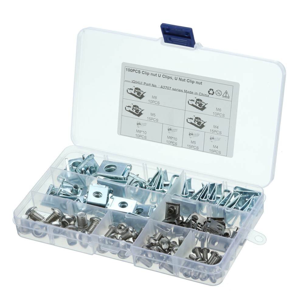 100Pcs Spire Clips Chimney Nuts U Nuts Fasteners Assorted Kit With Self-Tapping Screws 9363738484582