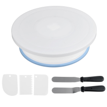 6Pcs Cake Decorating Turntable 11-24" Set Tools Rotating Stand Smoother Spatula"
