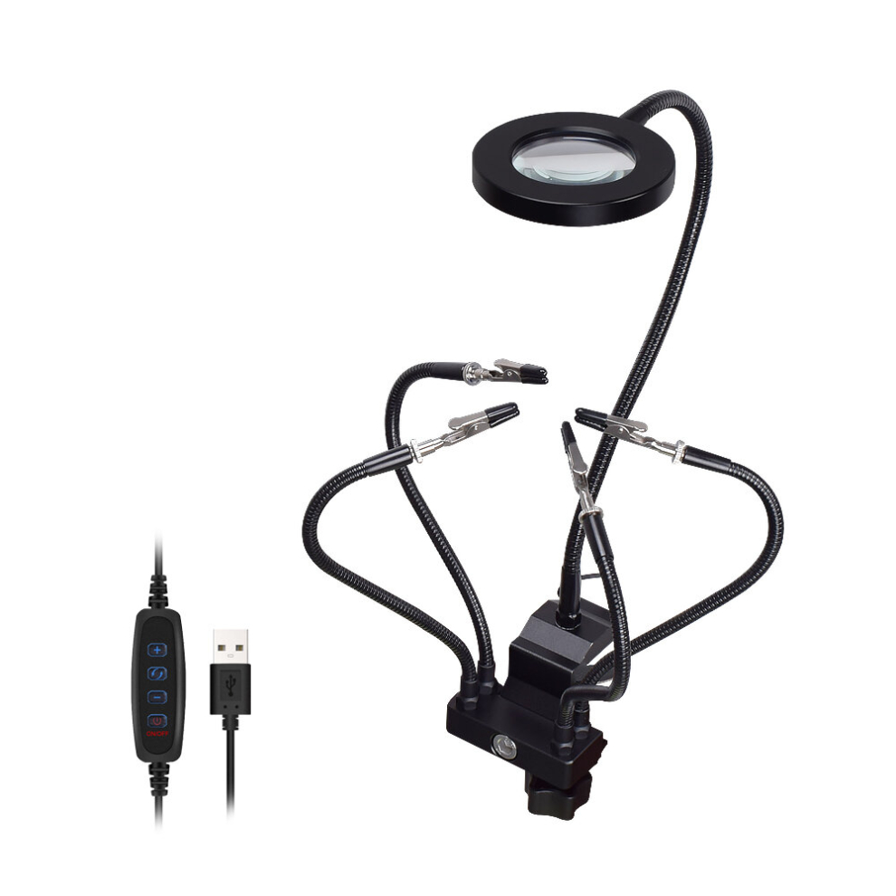Table Clamp Soldering Stand Usb 3X Led Illuminated Magnifier Bench Vise Soldering Holder Welding Third Hand Tool 6906140451532
