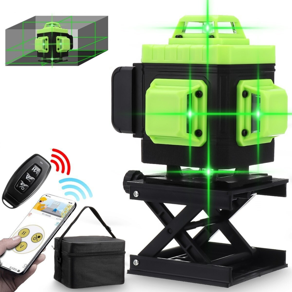 16/12/8 Line 4D 360 Horizontal Vertical Cross Green Light Laser Level Self-Leveling Measure App Control 6900085210315