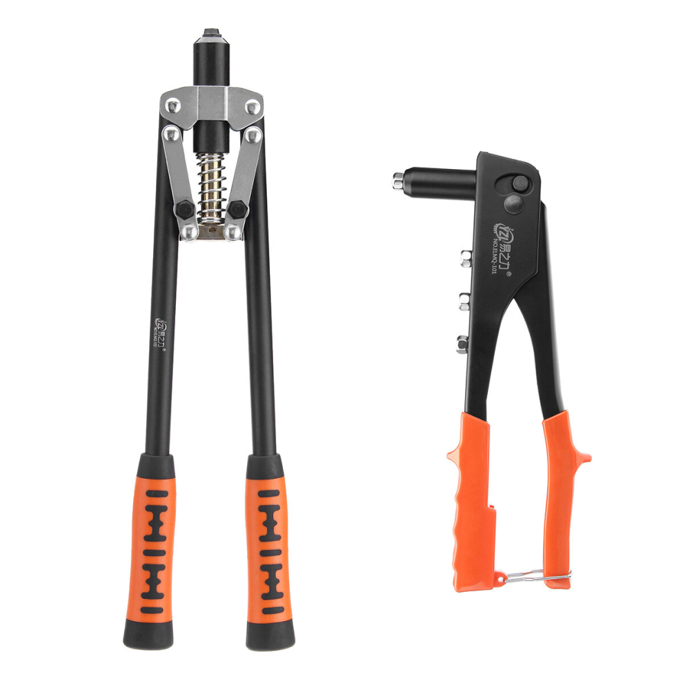 Hand Pop Riveter Single Double Core Riveter Gun + 100Pcs Assorted Rivets Kit 791177494920