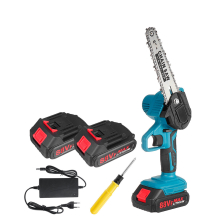 Drillpro 88VF 7500mAh 6in Cordless Electric Chain Saw Battery Indicator Wood Cutter One-Hand Saw Woodworking Tool W/ 1/2 Battery