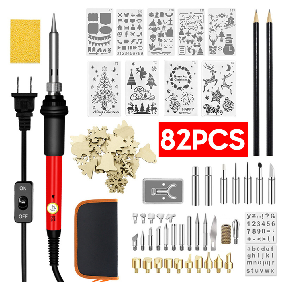 82Pcs 110V~240V 60W Adjustable Temperature Electric Soldering Iron Welding Kit Diy Christmas Elements 6900078291918