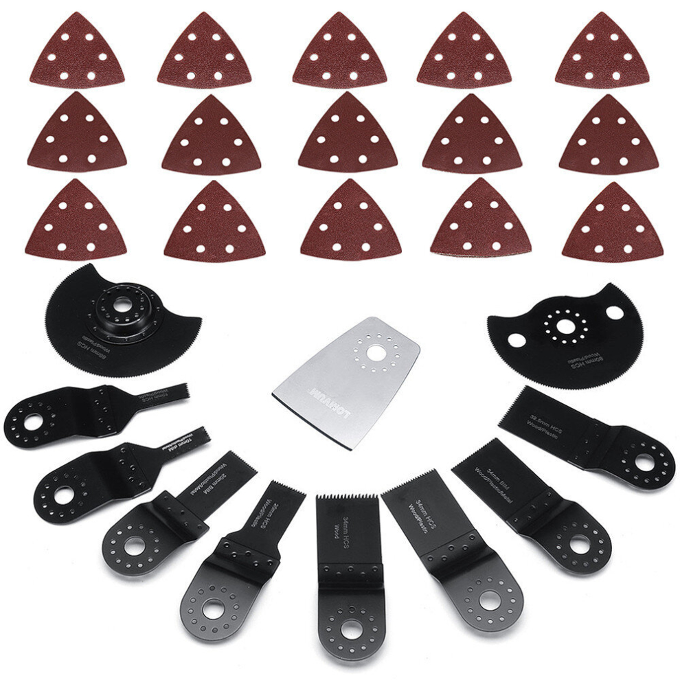 26Pcs Oscillating Multi Trimming Tool Saw Blade Scraper Sandpaper Sanding Dics Oscillating Tools 3796737061199