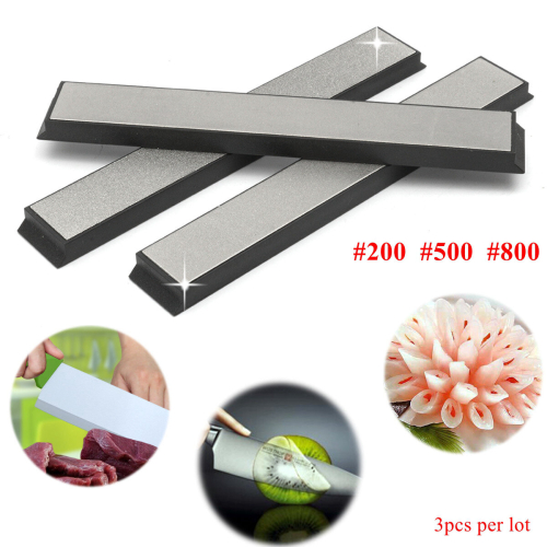 3pcs 200/500/800 Grit Sharpener Sharpen Stone Edge Diamond Whetstone with Base 2