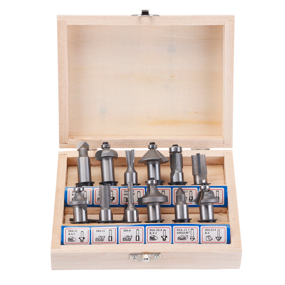 12/15Pcs Silver Router Bit Set Tungsten Carbide Woodworking Cutter Rotary Tool 300742212922