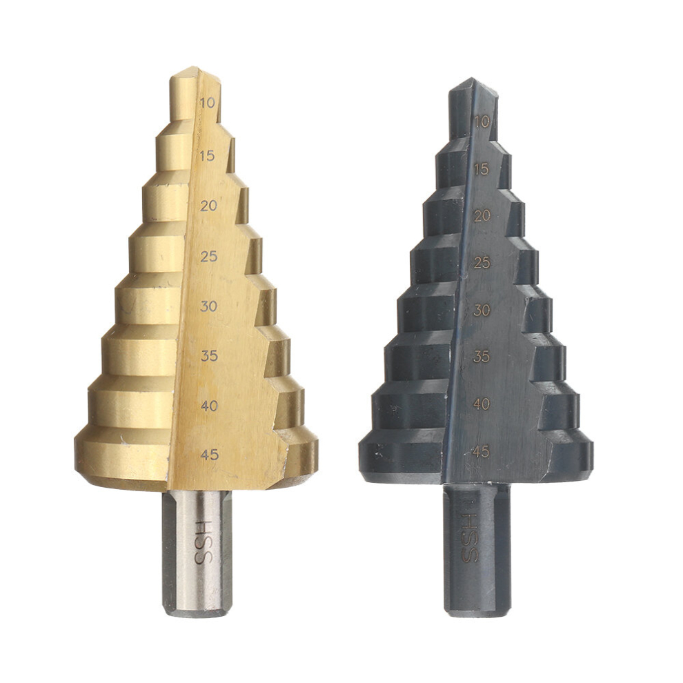 Drillpro 10-45Mm Hss Step Drill Bit Titanium Or Nitride Coating Cone Drill Bit Hole Cutter 190268727228