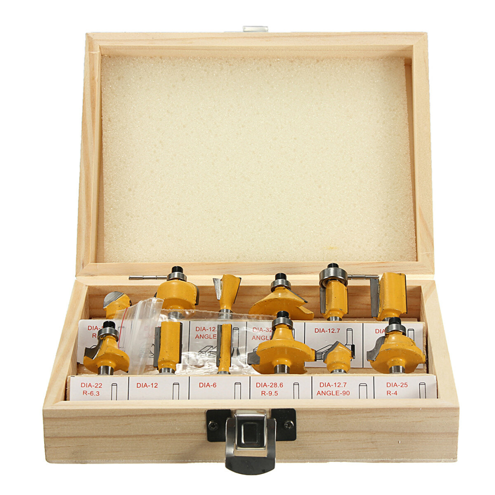 12Pcs 1/4 Inch Shank Router Bit Set Tungsten Carbide Woodworking Cutter Rotary Tool 191869956246