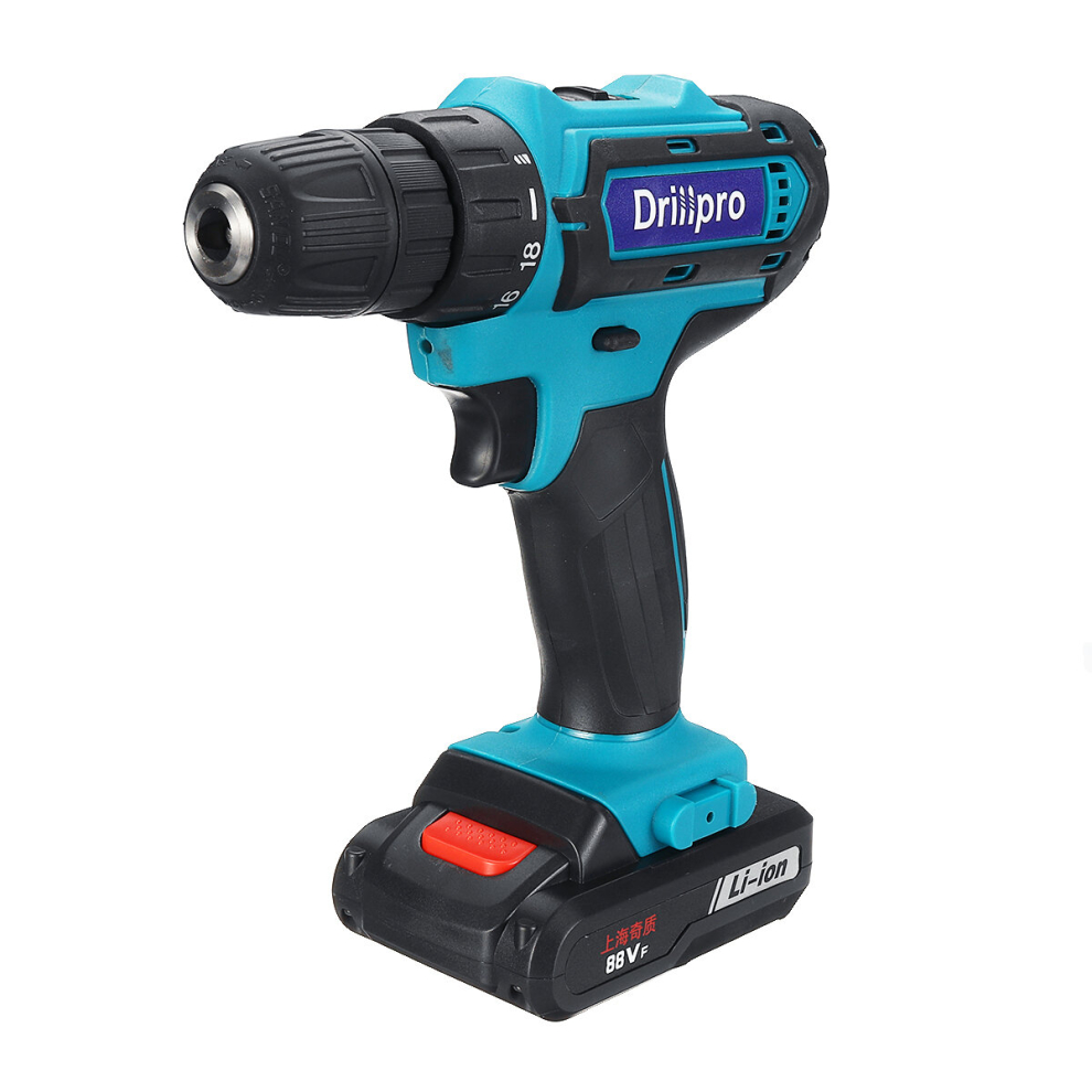 Drillpro 88Vf Cordless Electric Drill Rechargeable Screwdriver 18+1 Torque W/ 2 Li-Ion Battery 3796736869451