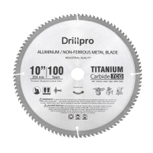 Drillpro 10 Inch 100 Teeth Saw Blade TCT Aluminum Non-Ferrous Metal Saw Blades for Circular Saw Miter Saw Table Saw Radial Arm Saw