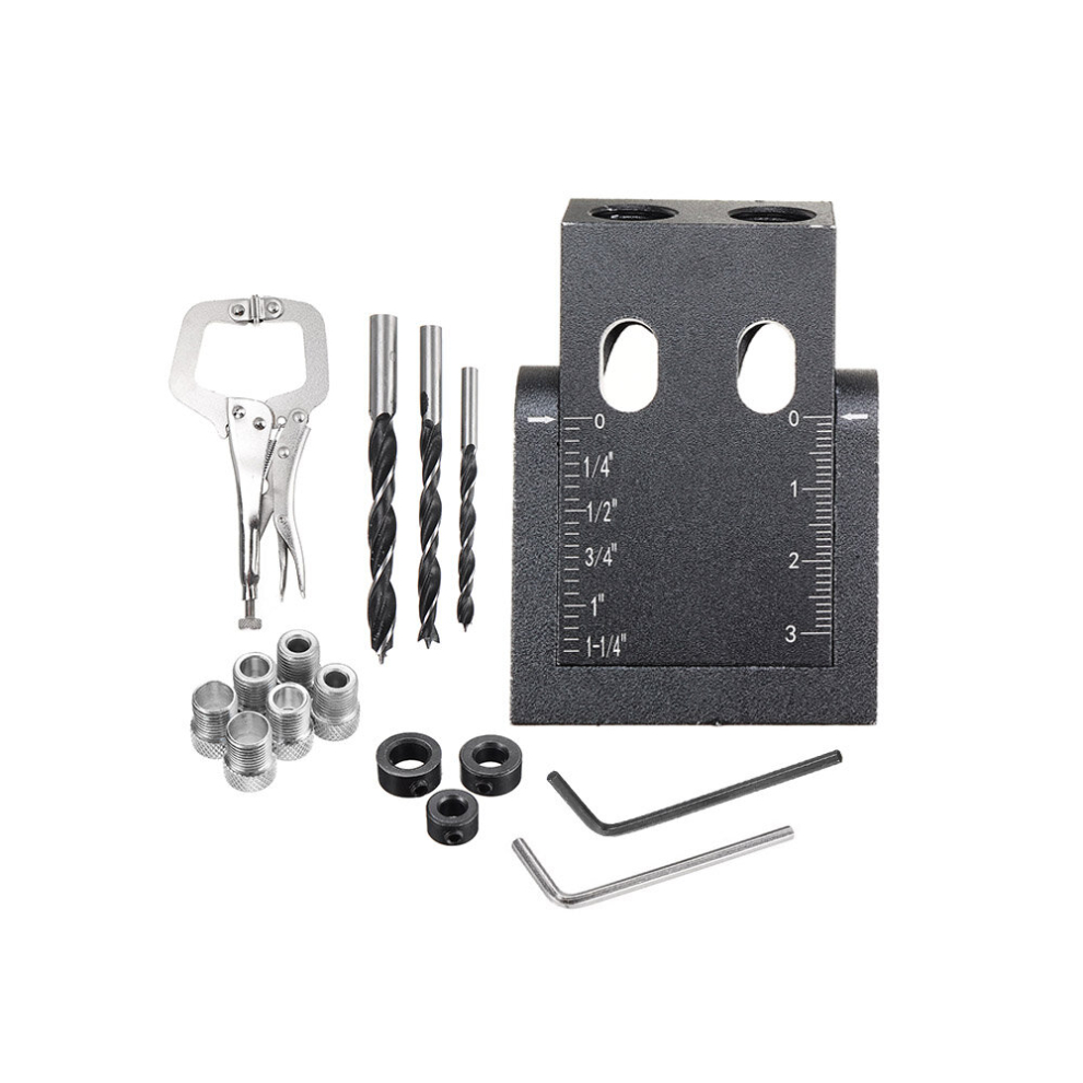 Drillpro Pocket Hole Jig Kit 6/8/9.5Mm Angle Drill Guide Woodwoorking Tool Hole Puncher Locator Jig Drill Bit 6900077387902