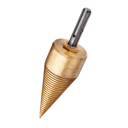 Drillpro 32/42mm Titanium Coated HSS Round/Square/Hexagonal Shank Firewood Drill Bit Splitter Wood Split Cone Drill Bit For Tree Cutting 1