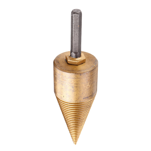 Drillpro 32/42mm Titanium Coated HSS Round/Square/Hexagonal Shank Firewood Drill Bit Splitter Wood Split Cone Drill Bit For Tree Cutting 2