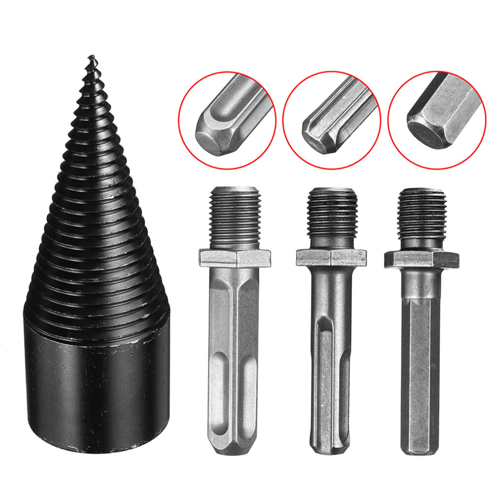 1Pc 42Mm Hss Round/Square/Hexagonal Shank Firewood Drill Bit Splitter Wood Split Cone Drill Bit For Tree Cutting 6900080658280
