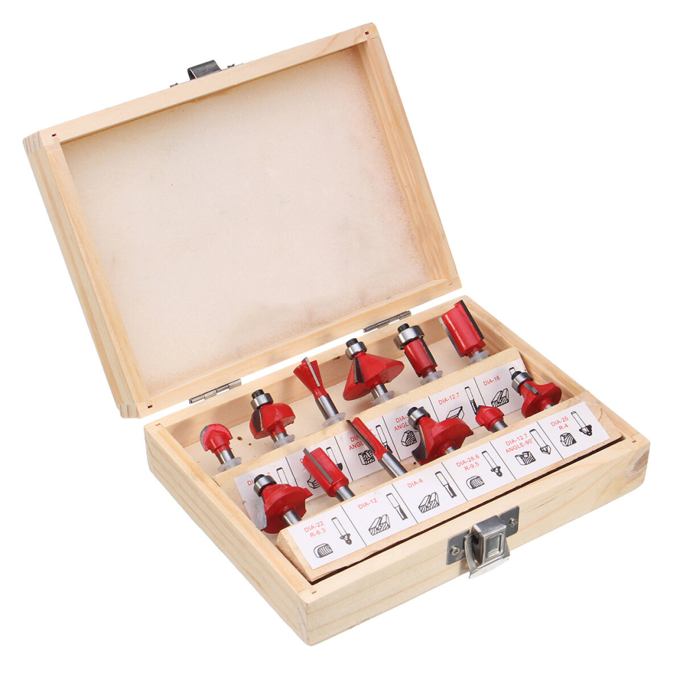 12Pcs 1/4 Inch Shank Router Bit Tungsten Carbide Rotary Tool Set Woodworking Tool Kit 699920427419