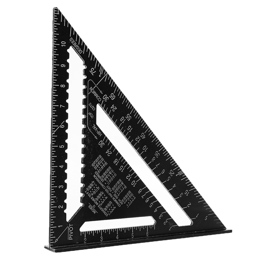 Drillpro 7Inch/12Inch Triangular Measuring Ruler Aluminum Alloy Metric/Imperial Triangle Angle Protractor 6900061952963