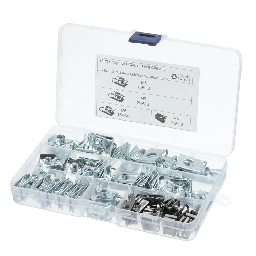 80Pcs Spire Clips Chimney Nuts U Nuts Fasteners Assorted Self Tapping Clips Kit 610731799434