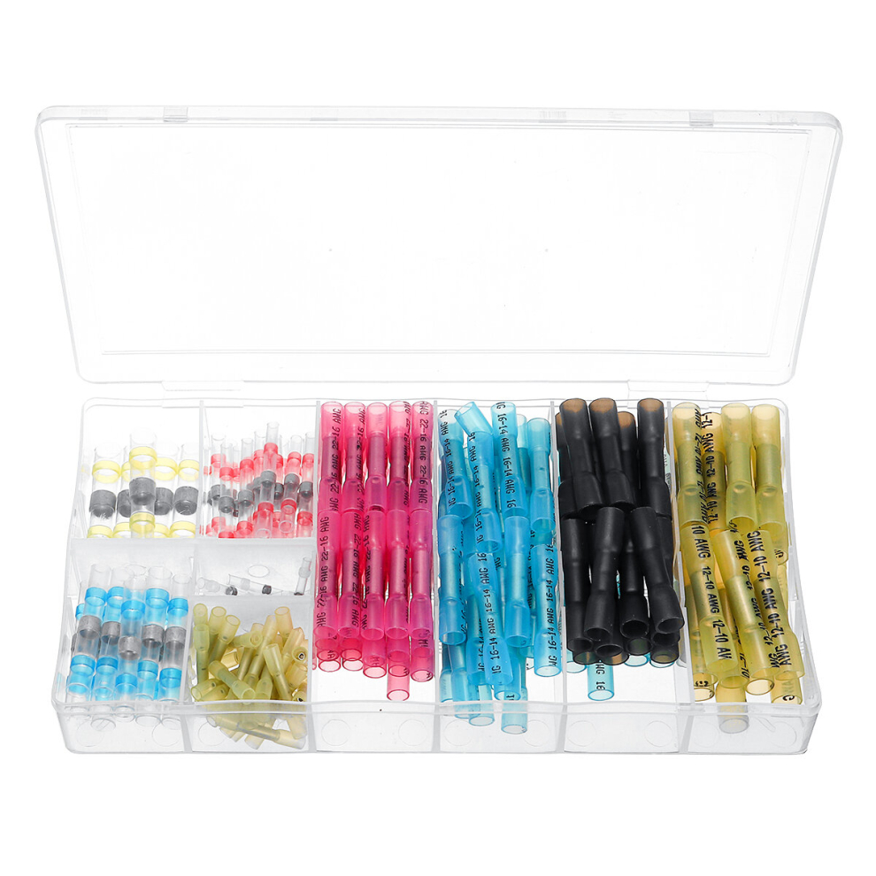 200Pcs Heat Shrink Butt Splice Connectors Crimp Tube Cable Wire Terminal 12-10 12-14 602716232951