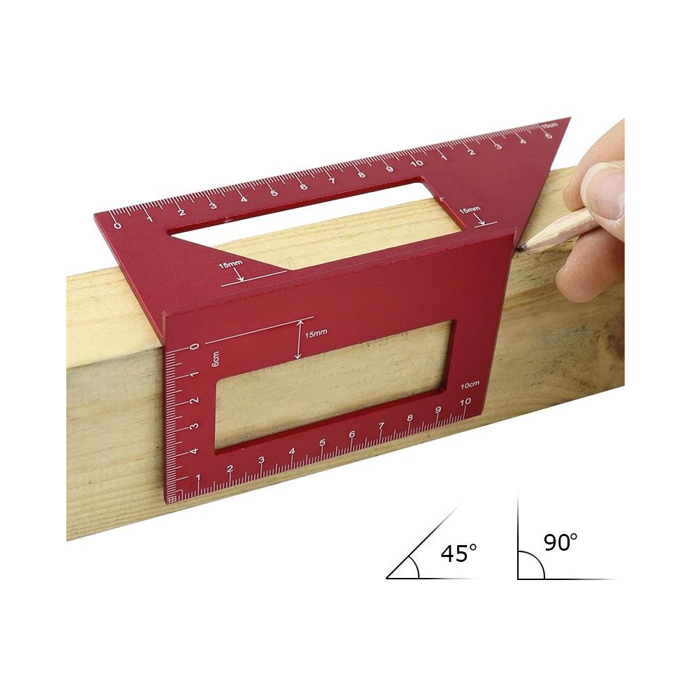 Red Aluminum Alloy Woodworking Scriber T Ruler Multifunctional 45/90 Degree Angle Ruler Angle Protractor Gauge 3796736921562