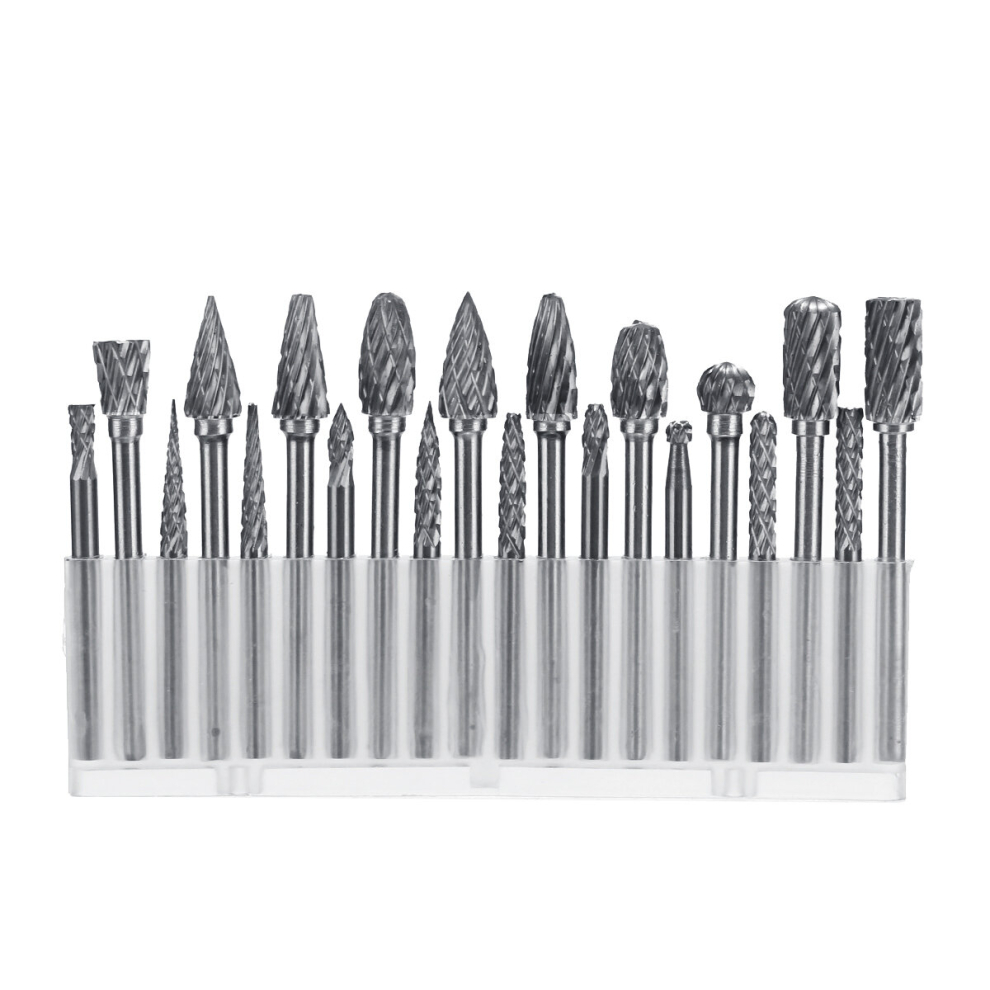 20Pcs Solid Carbide Rotary Burrs Drill Bit Tungsten Steel Double Cut Grinder Shank Rotary File 8731644867422