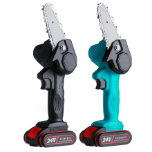 4'' 24V Rechargeable Cordless Electric Saw Mini Handheld Chainsaw Wood Cutter Tool W/ None/1pc/2pcs Battery